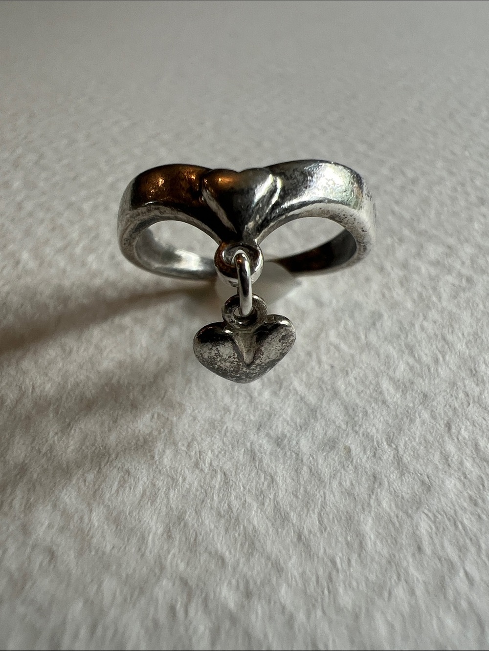 Silver Heart Dangle Ring - Women's Jewelry